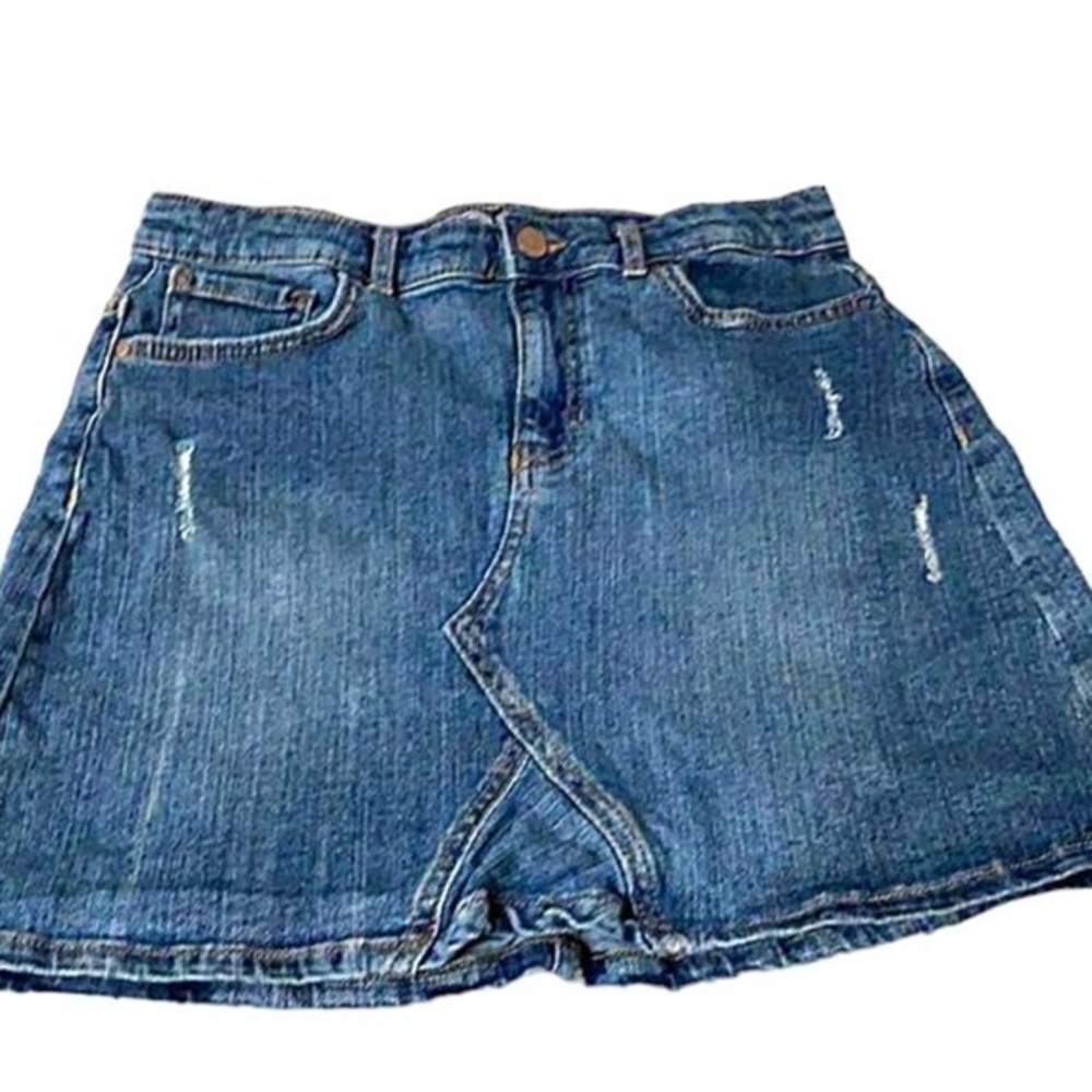 Wonder Nation Denim Skirt SzLg 10/12 See pics for measurements Distressed (S-12)